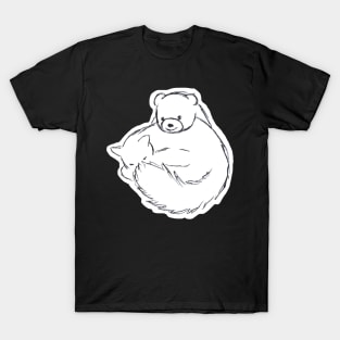 Kitten Smiley Bear Sketch T-Shirt